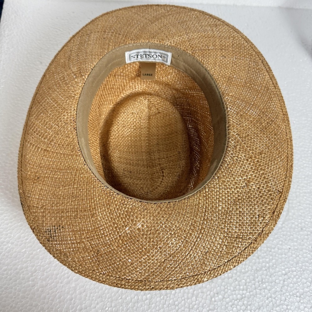 Stetson Hat Panama Fitted Mens Large Beige Straw Summer Beach Travel Resort - Picture 7 of 9